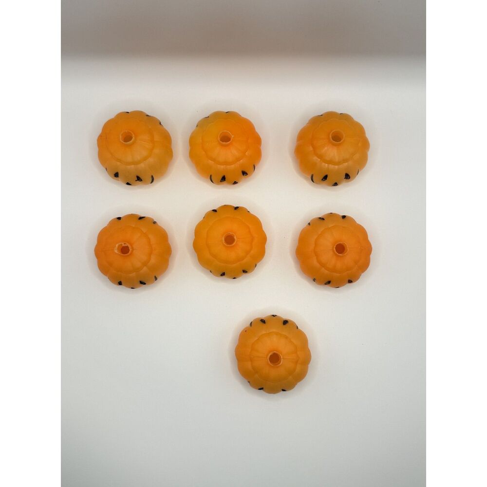 Vintage Halloween Blow Mold Pumpkin String Light Covers Lot of 7 Jack-O-Lantern - Picture 4 of 6